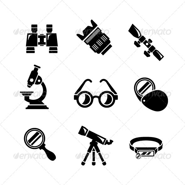 Set Icons of Optics Equipment