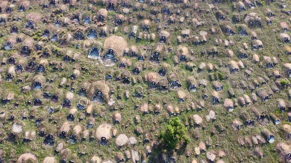 Chinese graveyard in morning