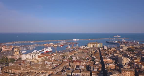 aerial view of Catania city near the main Cathedral