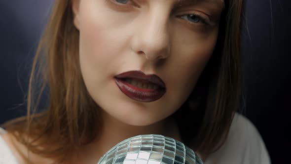 Girl And Disco Ball 4K