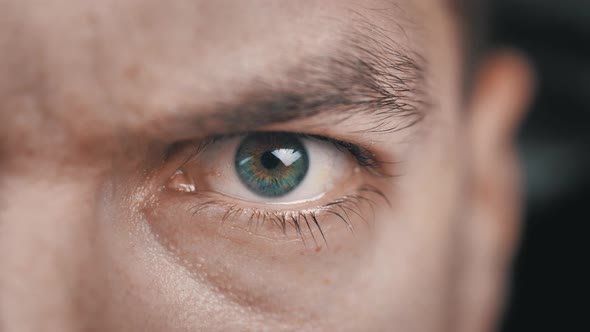 Closeup Portrait of Angry Man's Eye