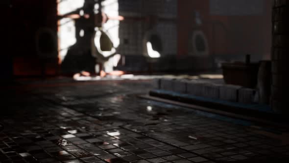 Abantoned Old Public Toilet with Bright Lights alt