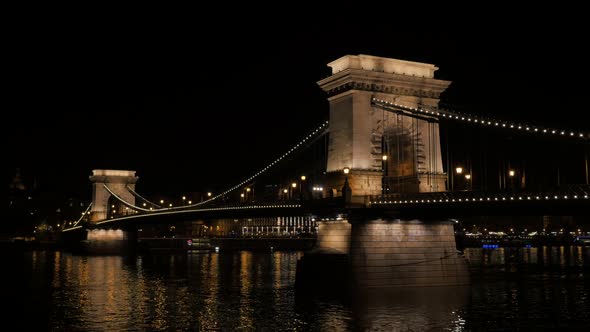 Szechenyi Chain Bridge  in Budapest Hungary over river Danube 4K 2160p 30fps  UltraHD footage - Chai