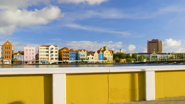 Vibrant and picturesque world heritage buildings on the waterfront of Punda in Saint Anna Bay, Wille