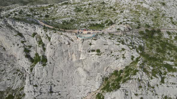 4K Skywalk Croatia Aerial Biokovo Mountain Drone - High rocky mountains against the backdrop of the