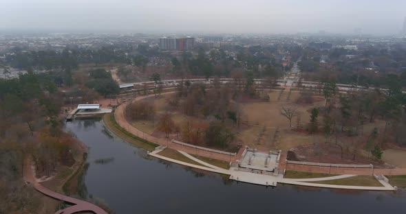 Aerial view of the Memorial Conservancy Park in Houston, Texas