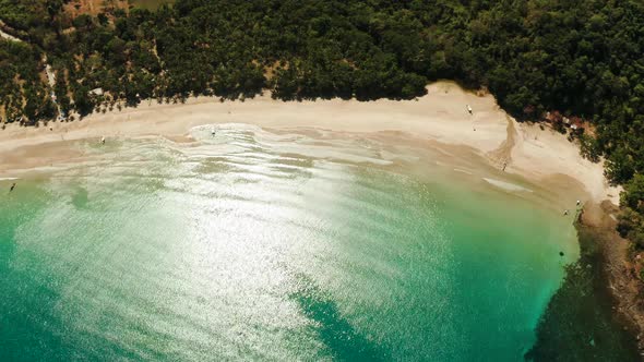 Tropical Beach with White Sand View From Above