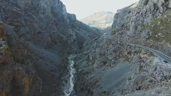 Aerial drone view of Kourtaliotis gorge Crete