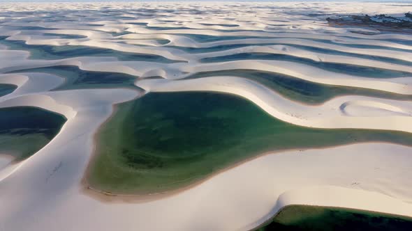 Lencois Maranhenses National Park, Brazil. Landmark nature sand dunes and rain water lakes.