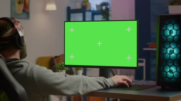 Pro Gamer Streaming Video Games with Mockup Display