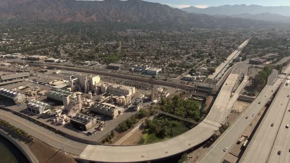 Aerial Shot of Roads and Industrial Area in Glendale CA