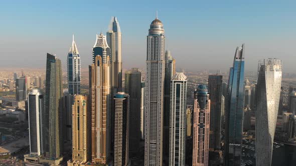 Close up of Skyscrapers of Dubai Marina 