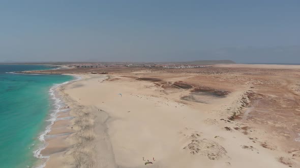 Aerial footage of the beautiful beach and coastline of Cape Verde Capo Verde