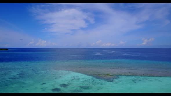 Aerial seascape of marine lagoon beach trip by aqua blue lagoon and clean sandy background of advent