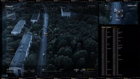 Target Located. Drone. Satellite. Agents on the Mission. User Interface. alt