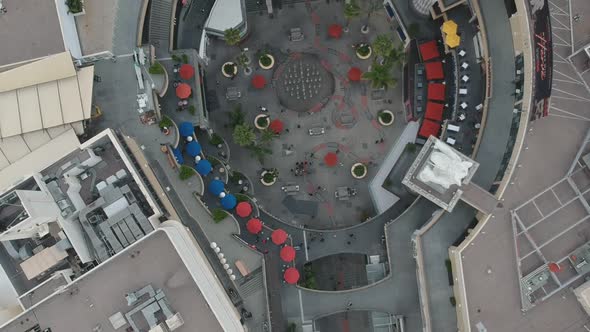 Midday camera down drone view from the Babylon Court Yard in Los Angeles, California. ( DJi Spark Dr