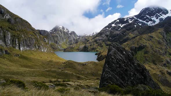 time lapse of lake harris on the famous routeburn track