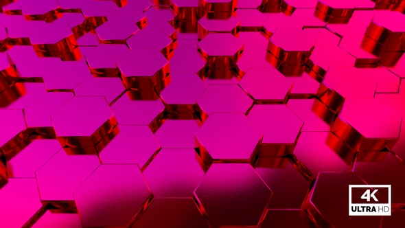 Rising and Falling Shine Pink Hexagon Seamless Looping Background