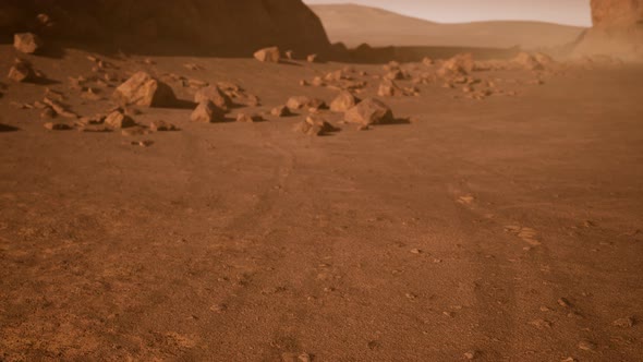 Fantastic Martian Landscape in Rusty Orange Shades