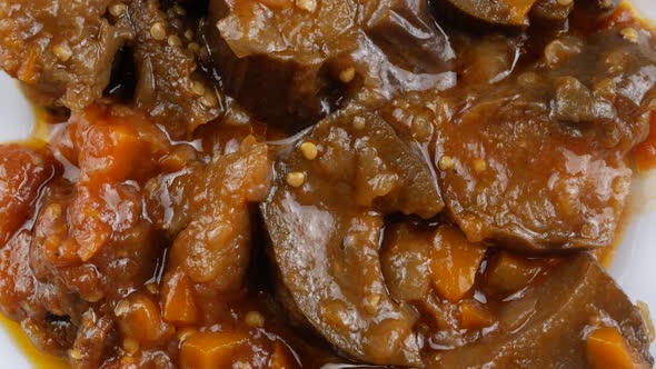 Canned eggplant on the plate