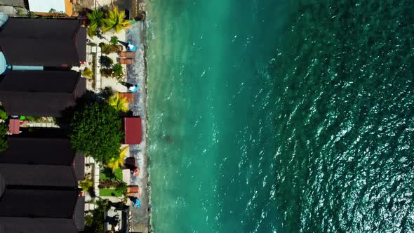 Birds View Along Coast with Buildings in Bali