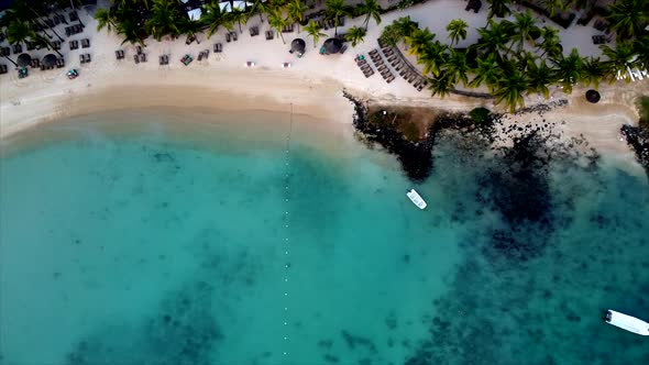 Tropical paradise from air,showing crystal clear sea and white beach,aerial top down