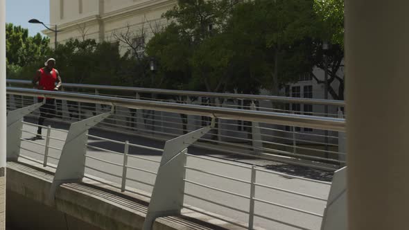 Man exercising in an urban setting