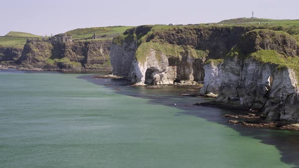 Whiterocks beach and Dunluce on the Causeway Coastal Route, Northern Ireland.