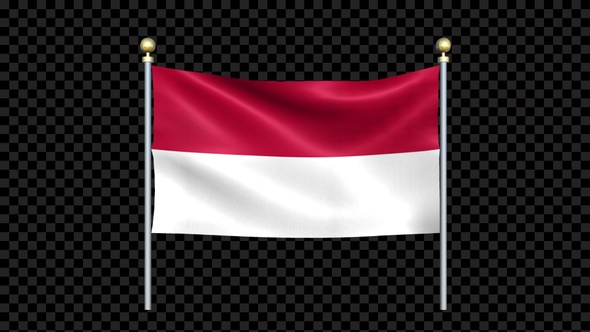 Flag Of Indonesia Waving In Double Pole Looped