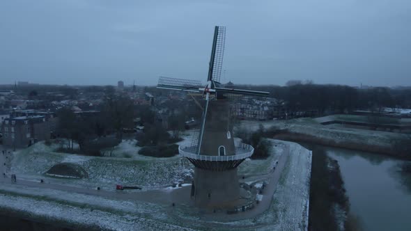 Gorinchem Flour  Mill Overlooking The Fortified Town Of Gorinchem, South Holland, Netherlands. - aer