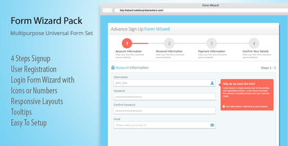 Responsive Login, Sign Up and Payment Form Wizard