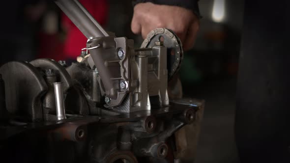 Repairing The Old Car Engine Cylinder Block In The Workshop 2