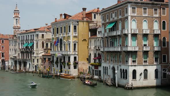 Gondola, ferry and other boats in Venice