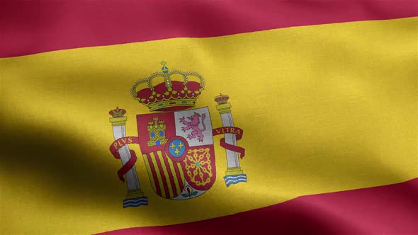 Spain Flag Seamless Closeup Waving Animation