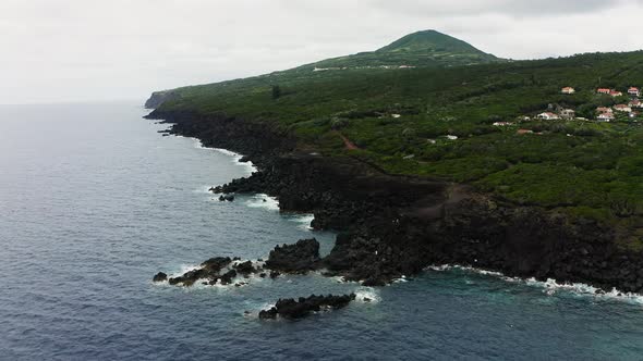 Faial island from drone view