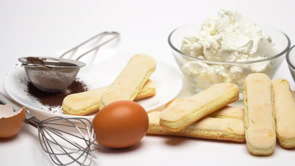 Ingredients for Making Traditional Italian Dessert Tiramisu