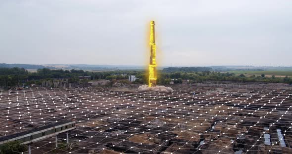 Explosion Factory Chimney Collapse Located in the Postindustrial Zone