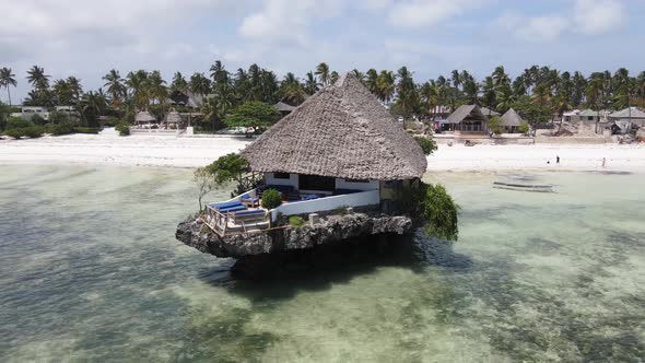 House on Stilts in the Ocean on the Coast of Zanzibar Tanzania