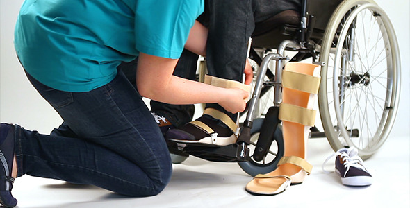 Orthopedic Equipment for Man in Wheelchair