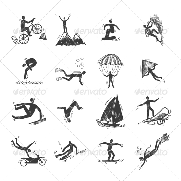 Extreme Sports Icons Sketch
