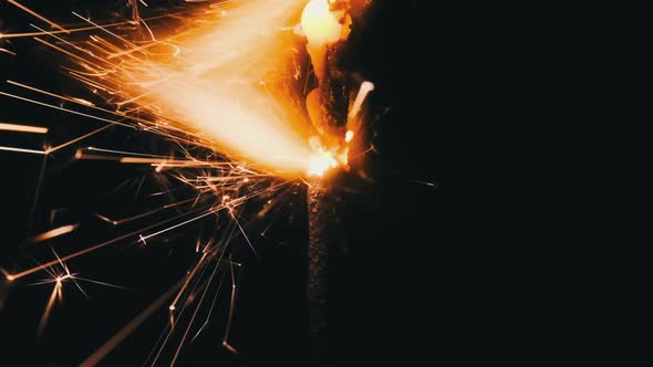 Sparkler on the Black Background in Slow Motion Macro Shot