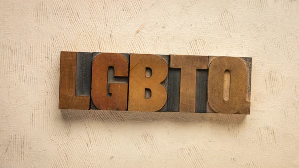 LGBTQ initialism for lesbian, gay, bisexual, transgender and queer. Stop motion animation.