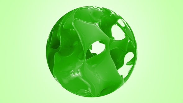 Green Color Splash In Sphere