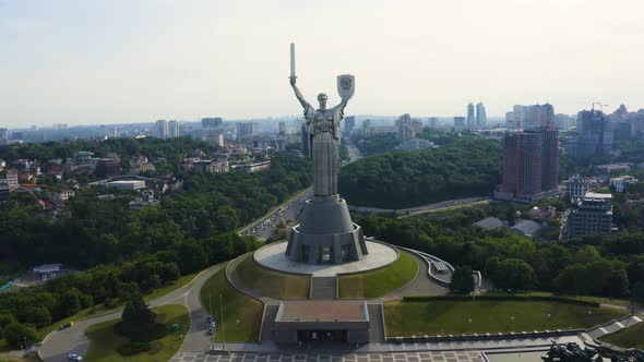 Aerial View of the Mother Motherland Monument in Kiev