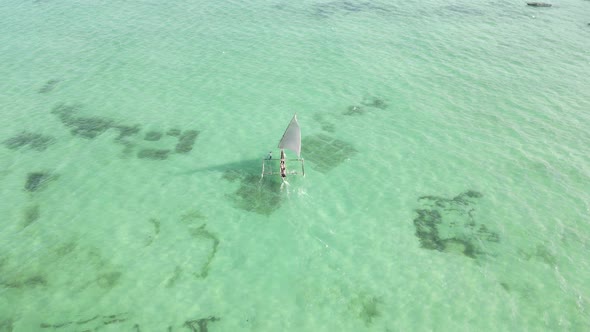 Boats in the Ocean Near the Coast of Zanzibar Tanzania Slow Motion