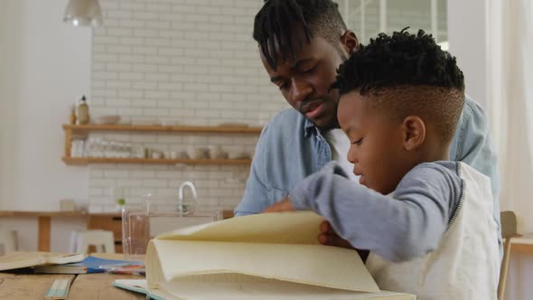 Father and son at home