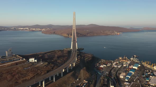 Aerial View of the Russian Bridge at Sunrise