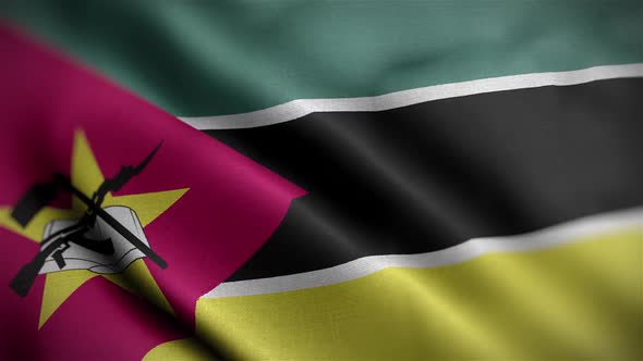 Mozambique Flag Textured Waving Close Up Background HD