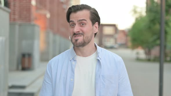 Attractive Man Screaming Shouting Outdoor