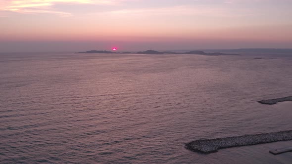 Aerial view of the Sun setting